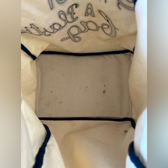 Anya Hindmarch Cream and Navy Canvas Tote - Picture 3 of 3